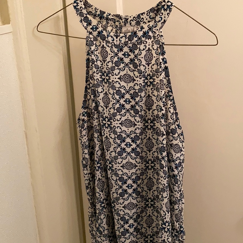Blue patterned halter top